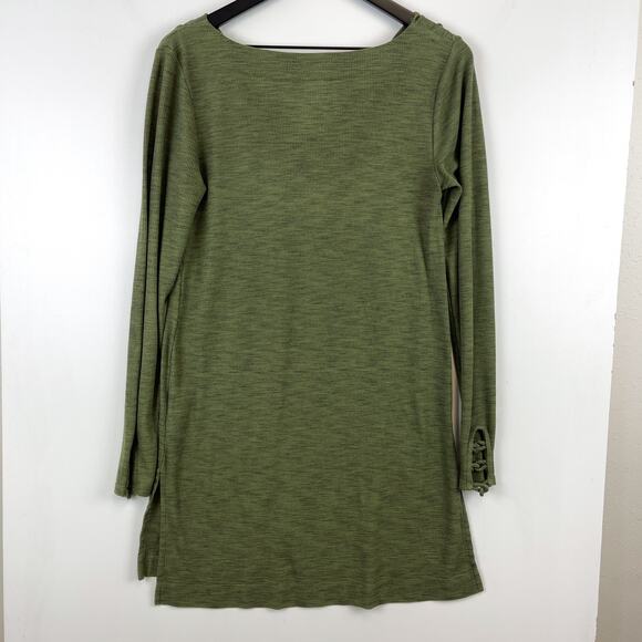 Pure + Good Anthropologie (S) Draped Neck Tunic Mini Dress Green - Picture 8 of 11